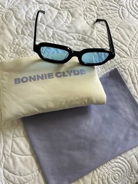 Black Frame Sunglasses with Blue Lenses